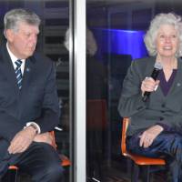 Thomas and Marcia Haas speak together at the Chicago Alumni Reception
